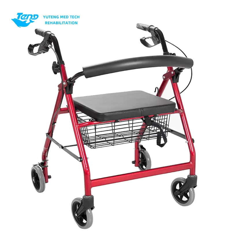 Rollator đi bộ bằng thép với chỗ ngồi